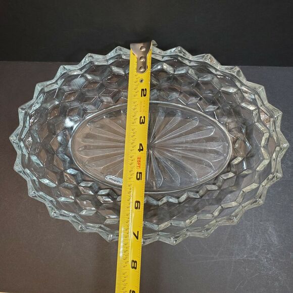 Fostoria American Glass Cubist 9.5" x 7" Oval Glass Dish Vtg Serving Bowl - Picture 4 of 8